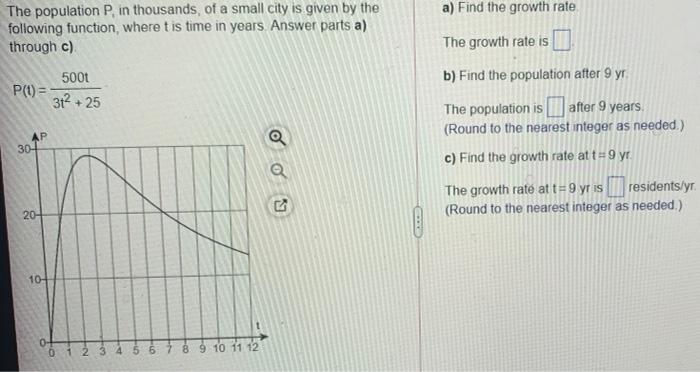 Solved A) Find The Growth Rate The Population P, In | Chegg.com