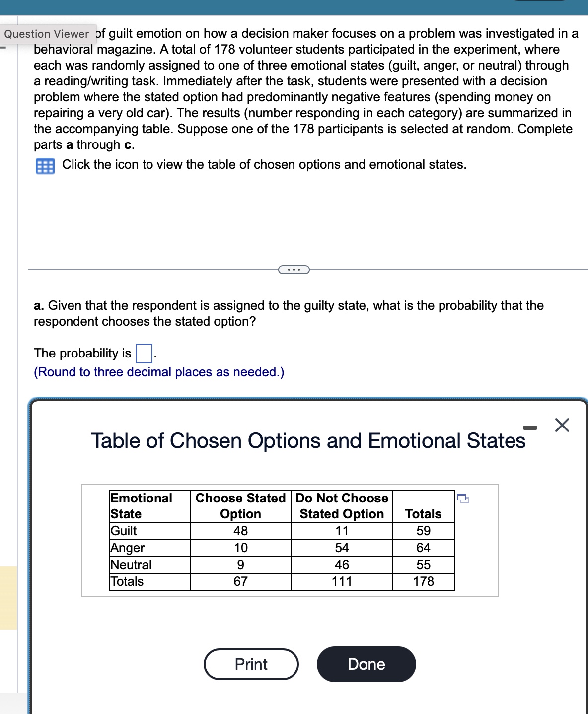 Solved the effect of guilt emotion on how a decision maker | Chegg.com