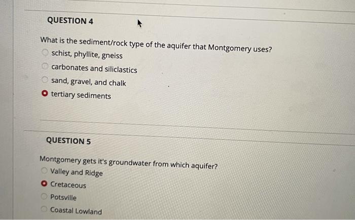 Solved QUESTION 4 ОООО What is the sediment/rock type of the | Chegg.com