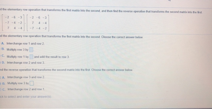 Solved d the elementary row operation that transforms the Chegg