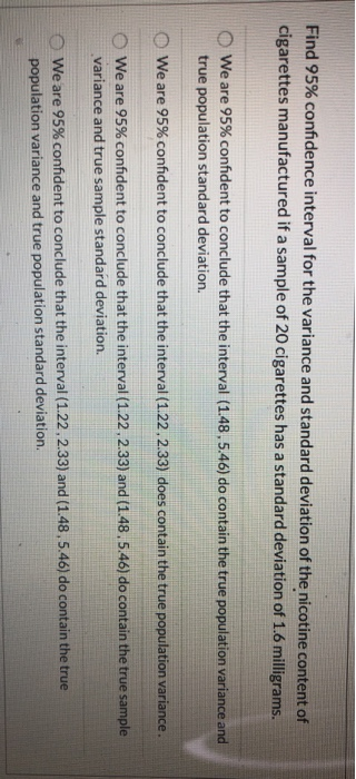 Solved Find 95% confidence interval for the variance and | Chegg.com
