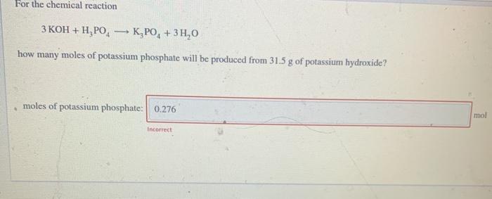 Solved For The Chemical Reaction 2 Ki Pbno32 Pbl 2 Kno 0602