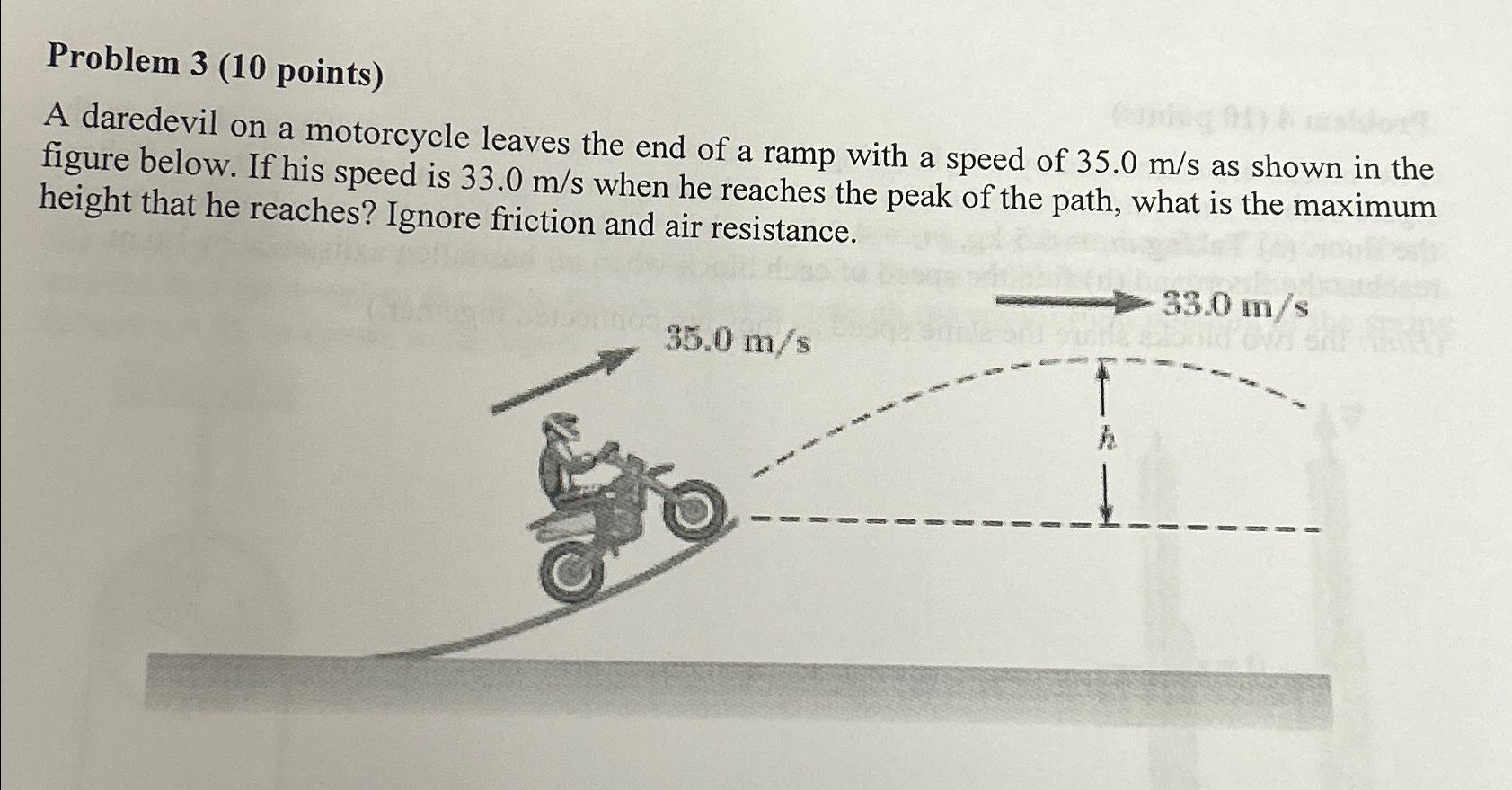 Solved Problem 3 (10 ﻿points)A daredevil on a motorcycle | Chegg.com