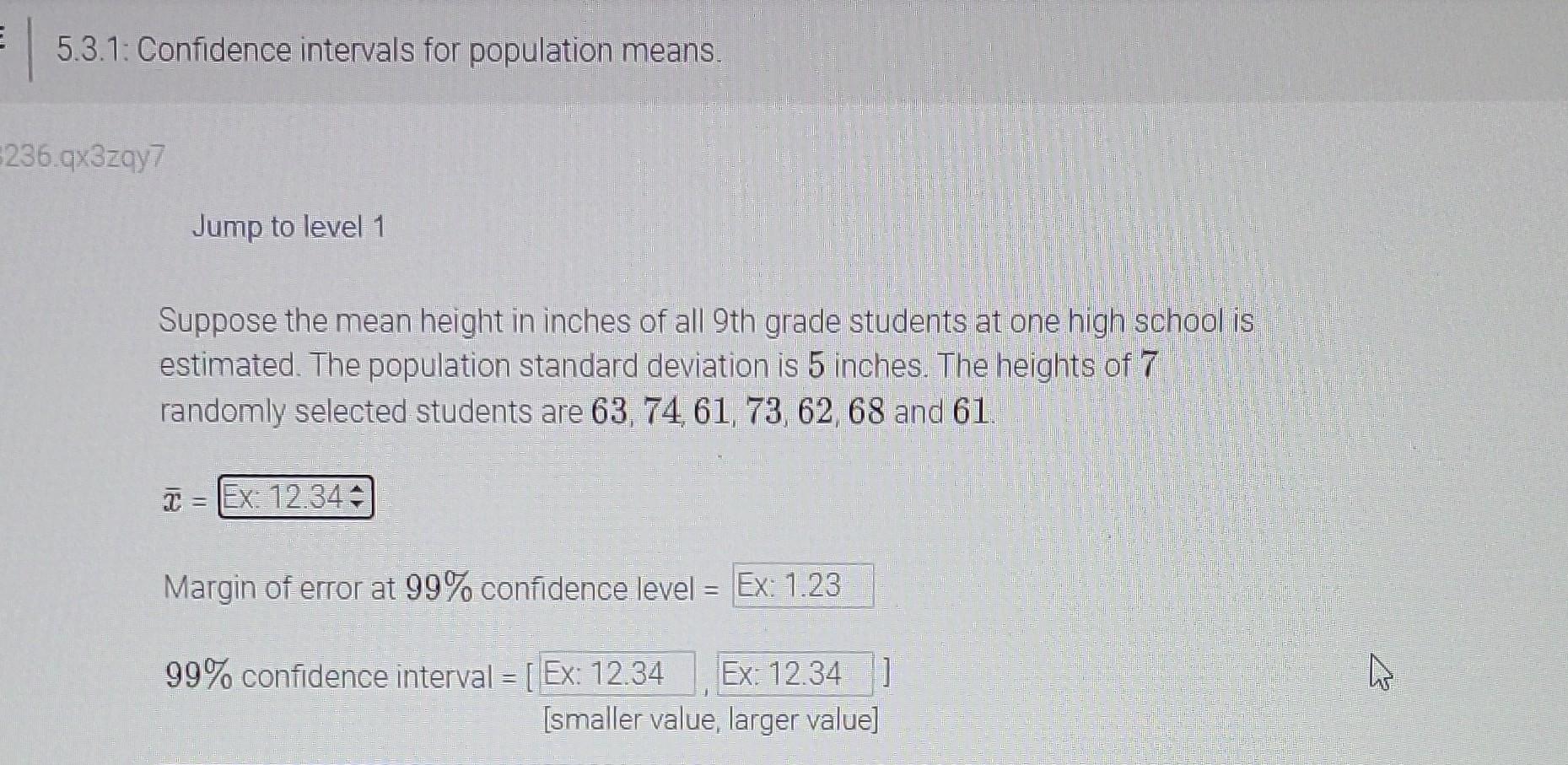 Solved 5.3.1: Confidence intervals for population means. | Chegg.com