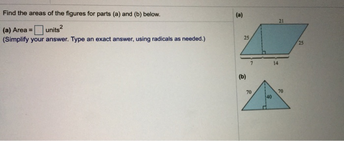 Solved Find the areas of the figures for parts (a) and (b) | Chegg.com