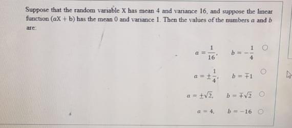 Solved Suppose that the random variable x has mean 4 and | Chegg.com