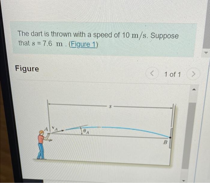 Solved The dart is thrown with a speed of 10 m/s. Suppose