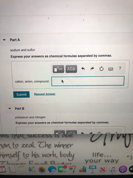 Solved Part A Sodium And Sulfur Express Your Answers As Chegg Com