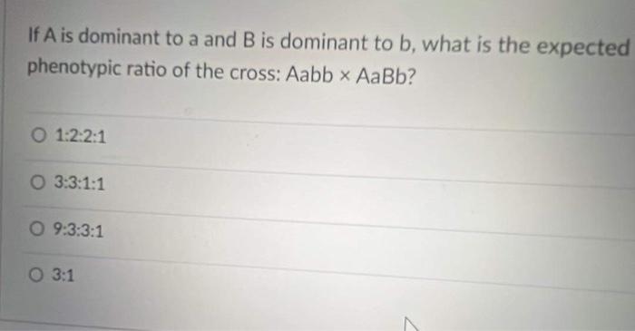 Solved If A Is Dominant To A And B Is Dominant To B, What Is | Chegg.com