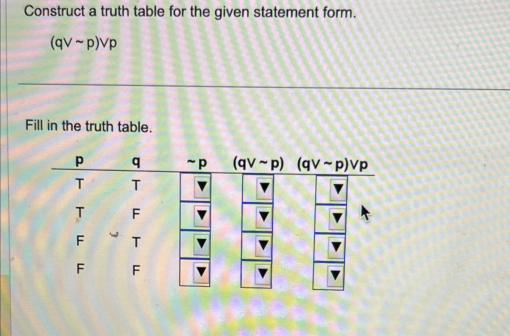 Solved Construct a truth table for the given statement | Chegg.com