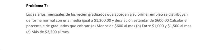 Los salarios mensuales de los recién graduados que acceden a su primer empleo se distribuyen de forma normal con una media ig