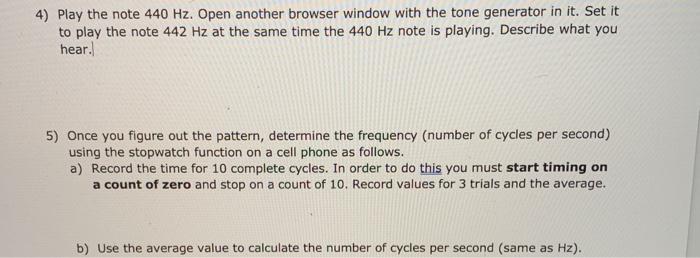 Solved 4) Play the note 440 Hz. Open another browser window | Chegg.com