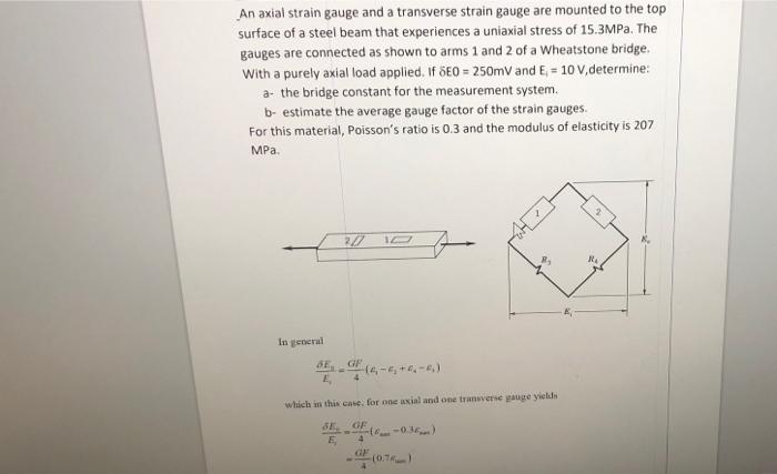 Solved An axial strain gauge and a transverse strain gauge | Chegg.com
