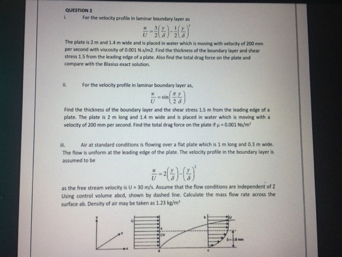 Solved QUESTION 2 For the velocity profile in laminar | Chegg.com