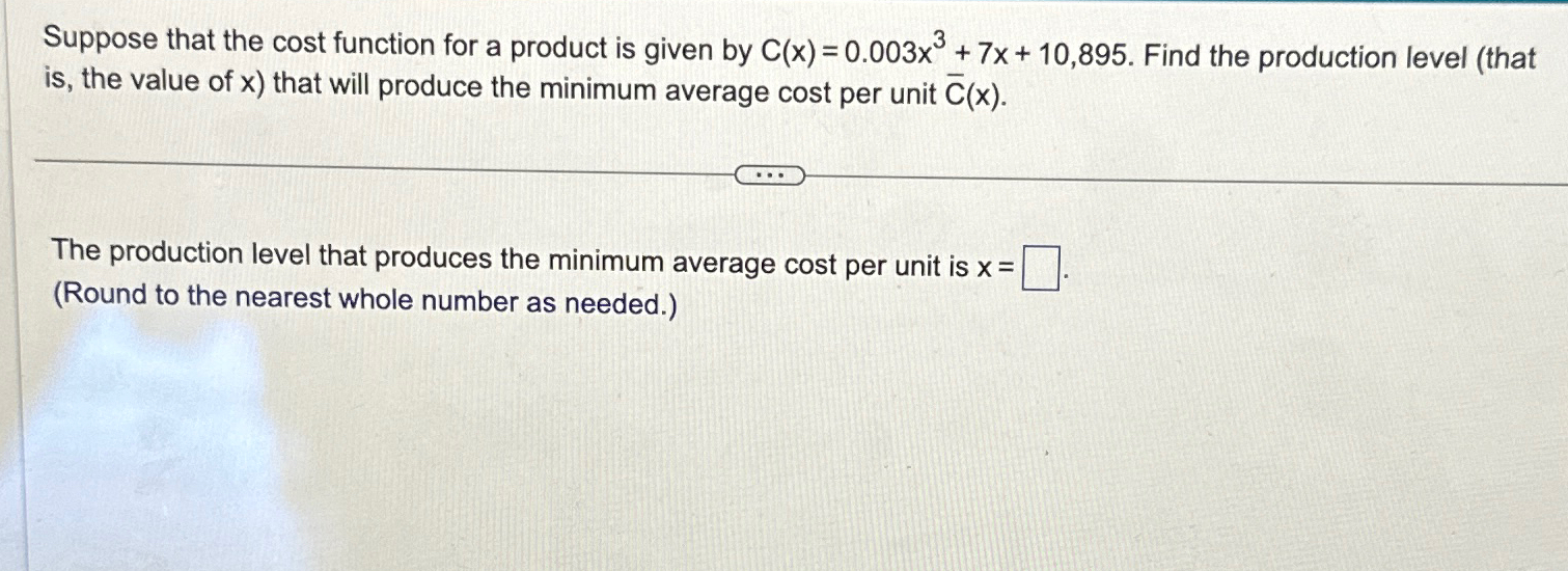 Solved Suppose that the cost function for a product is given | Chegg.com
