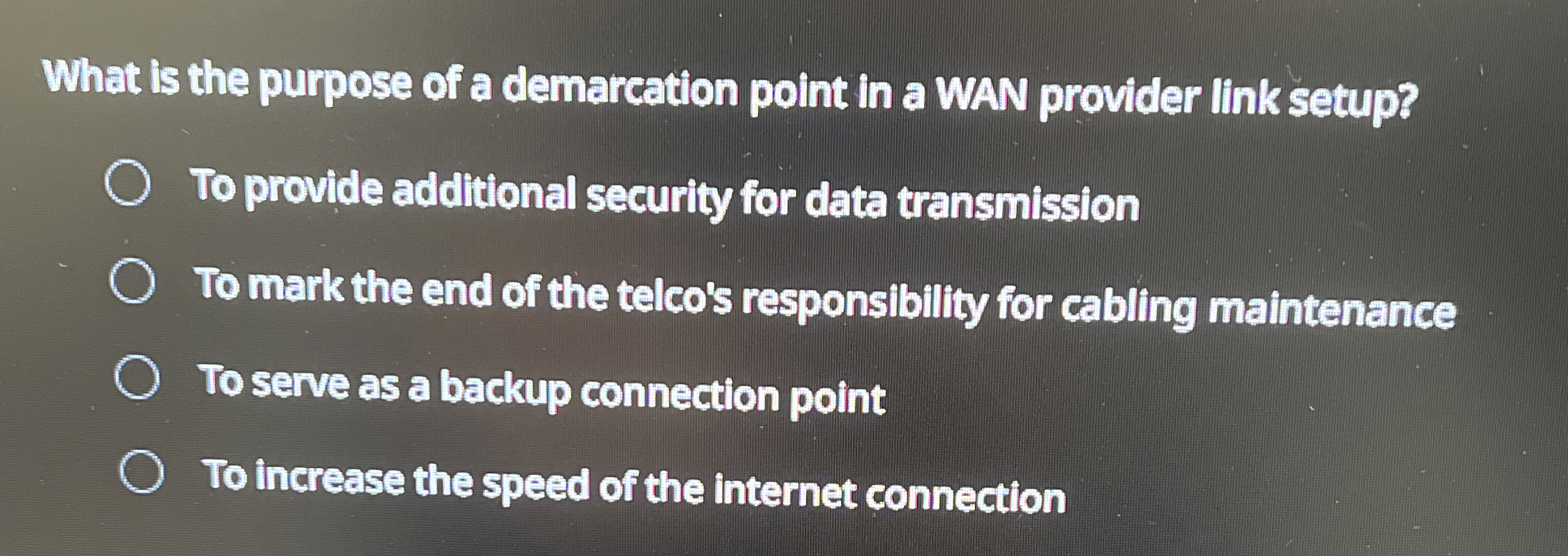 Solved What is the purpose of a demarcation point in a WAN | Chegg.com
