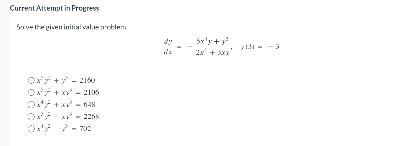 Solved Current Attempt in ProgressSolve the given initial | Chegg.com