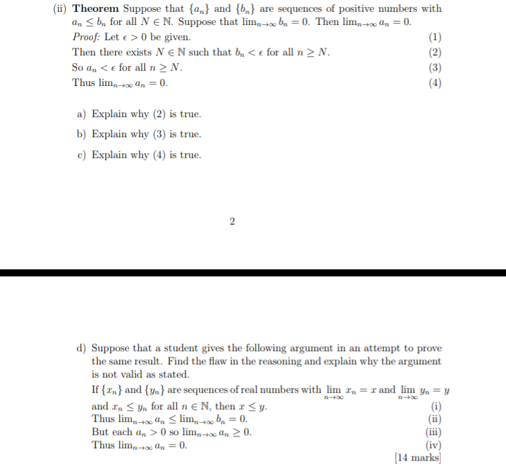 Solved (ii) Theorem Suppose That {a} And {b} Are Sequences | Chegg.com