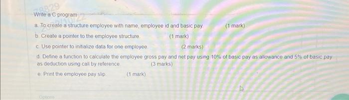 Solved Write a C program a. To create a structure employee | Chegg.com