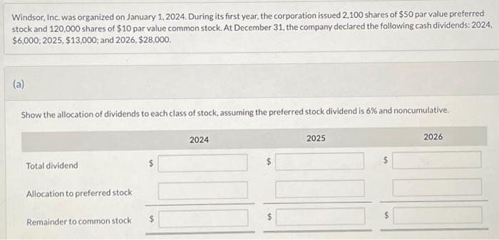 Solved Windsor Inc Was Organized On January 1 2024 Chegg Com   Image