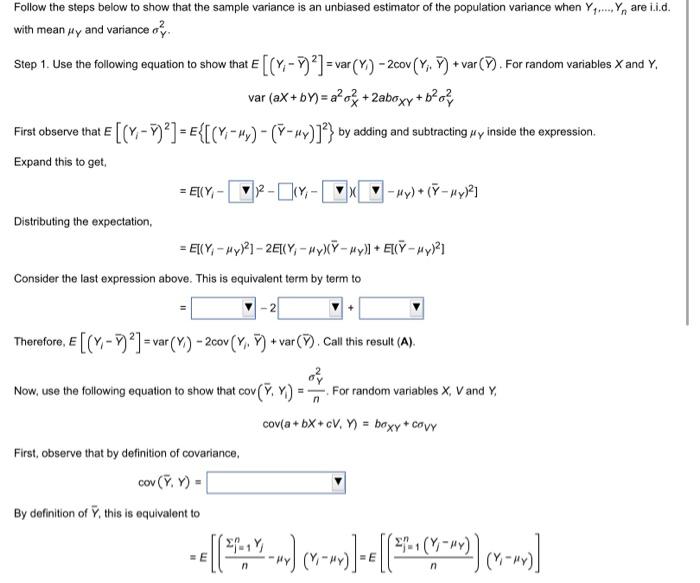 Solved Follow the steps below to show that the sample | Chegg.com