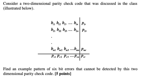 Solved Consider a two-dimensional parity check code that was | Chegg.com