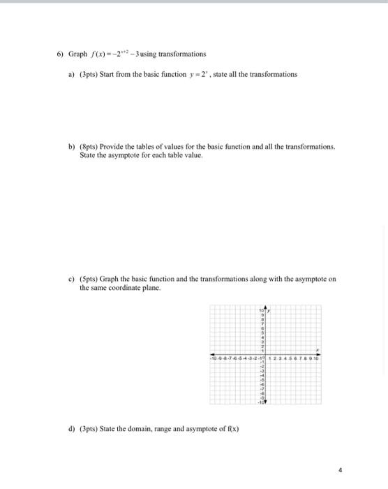 Solved Graph f(x)=−2x+2−3 using transformations a) ( 3pts) | Chegg.com