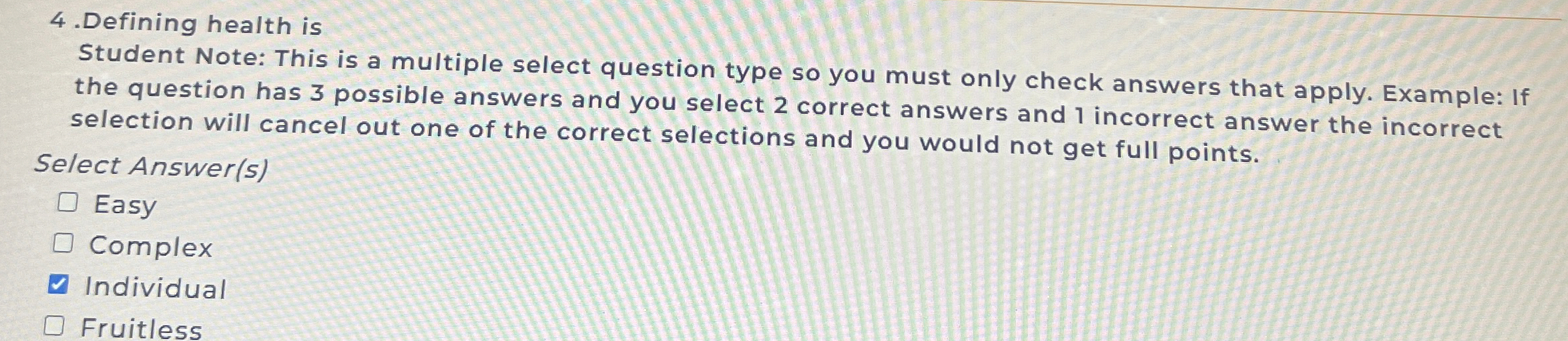 Solved Defining health isStudent Note This is a multiple