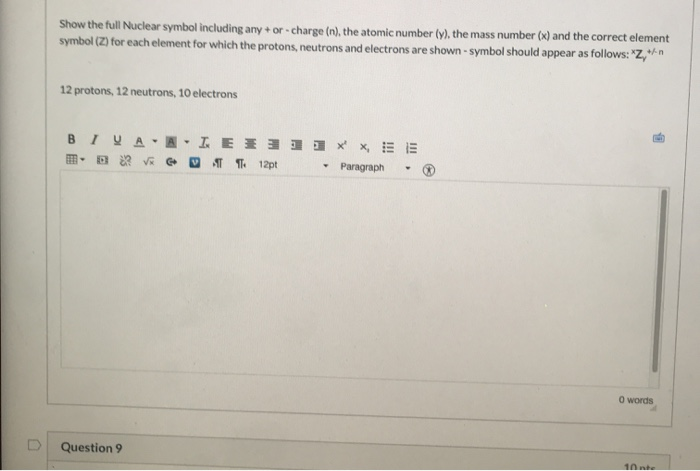 what is the atomic number nuclear charge of the element x