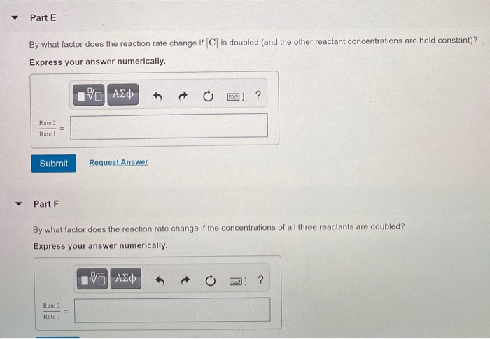 Solved Part A A reaction in which A, B, and C react to form | Chegg.com