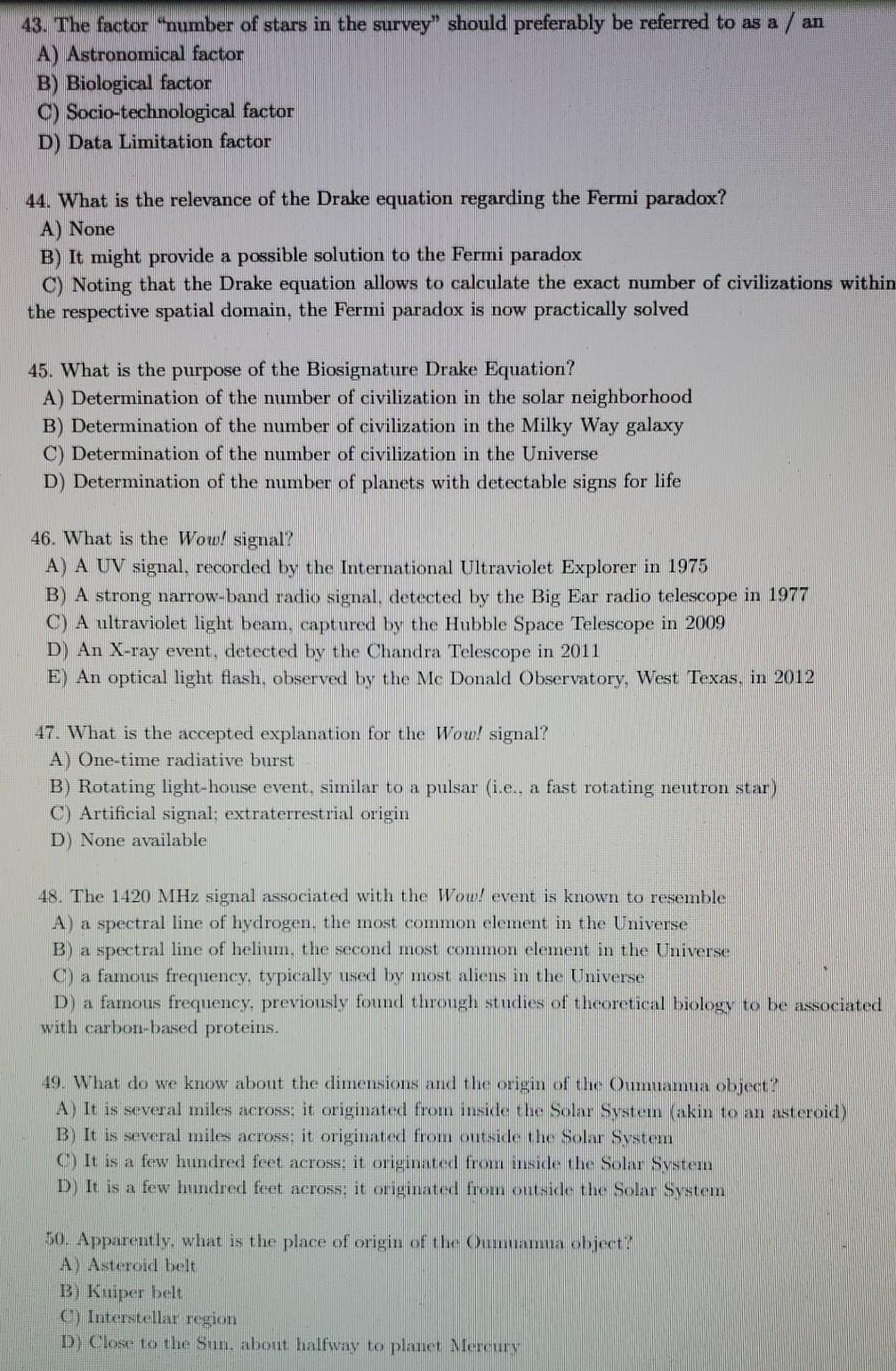 Solved an 43. The factor “number of stars in the survey | Chegg.com