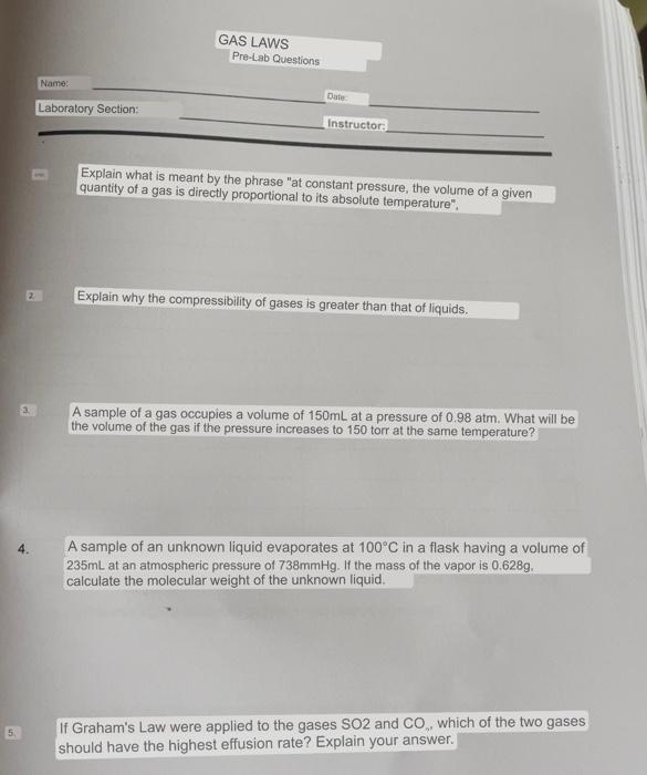 Explain what is meant by the phrase at constant pressure, the volume of a given quantity of a gas is directly proportional t