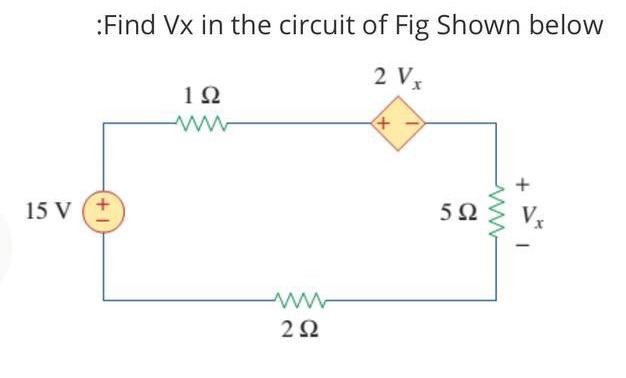 Solved :Find Vx in the circuit of Fig Shown below 2 V, 1 Ω + | Chegg.com