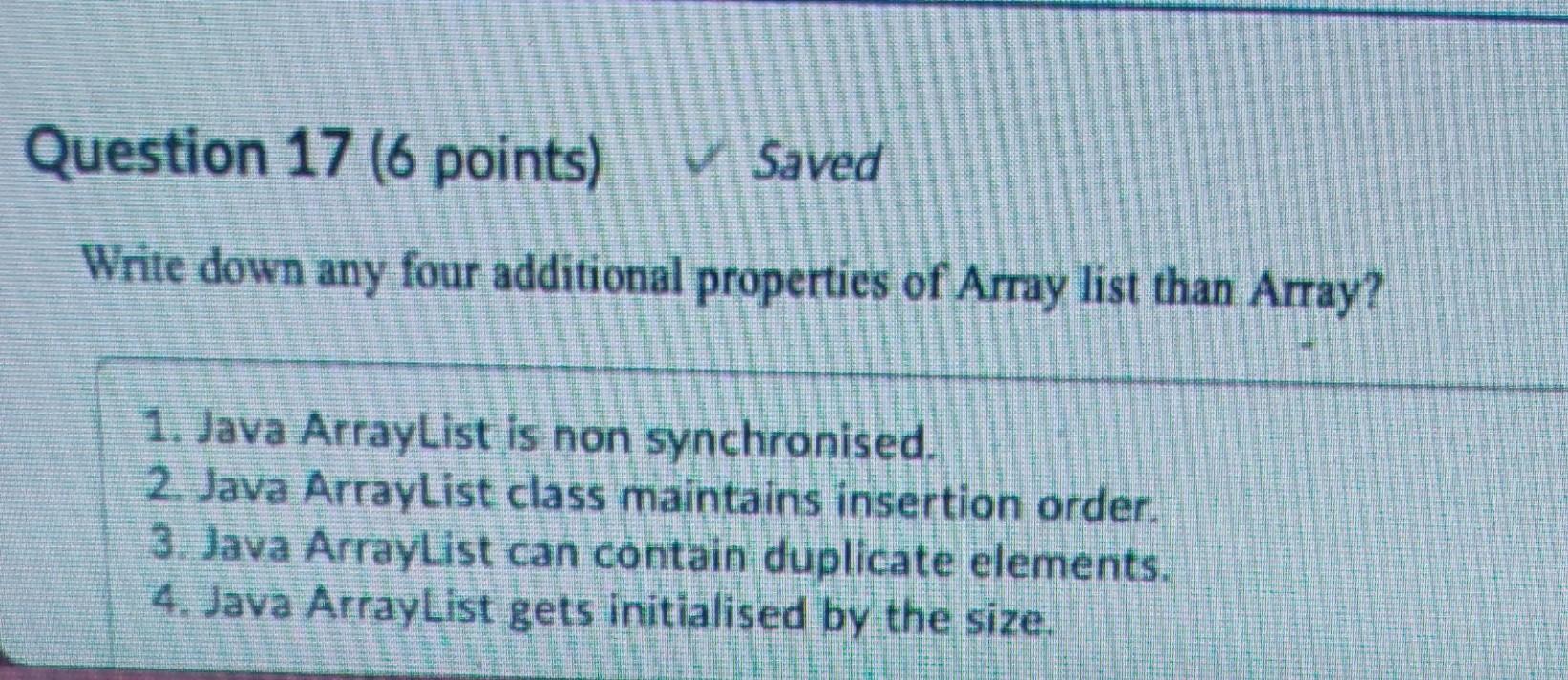 Solved Write down any four additional properties of Array | Chegg.com