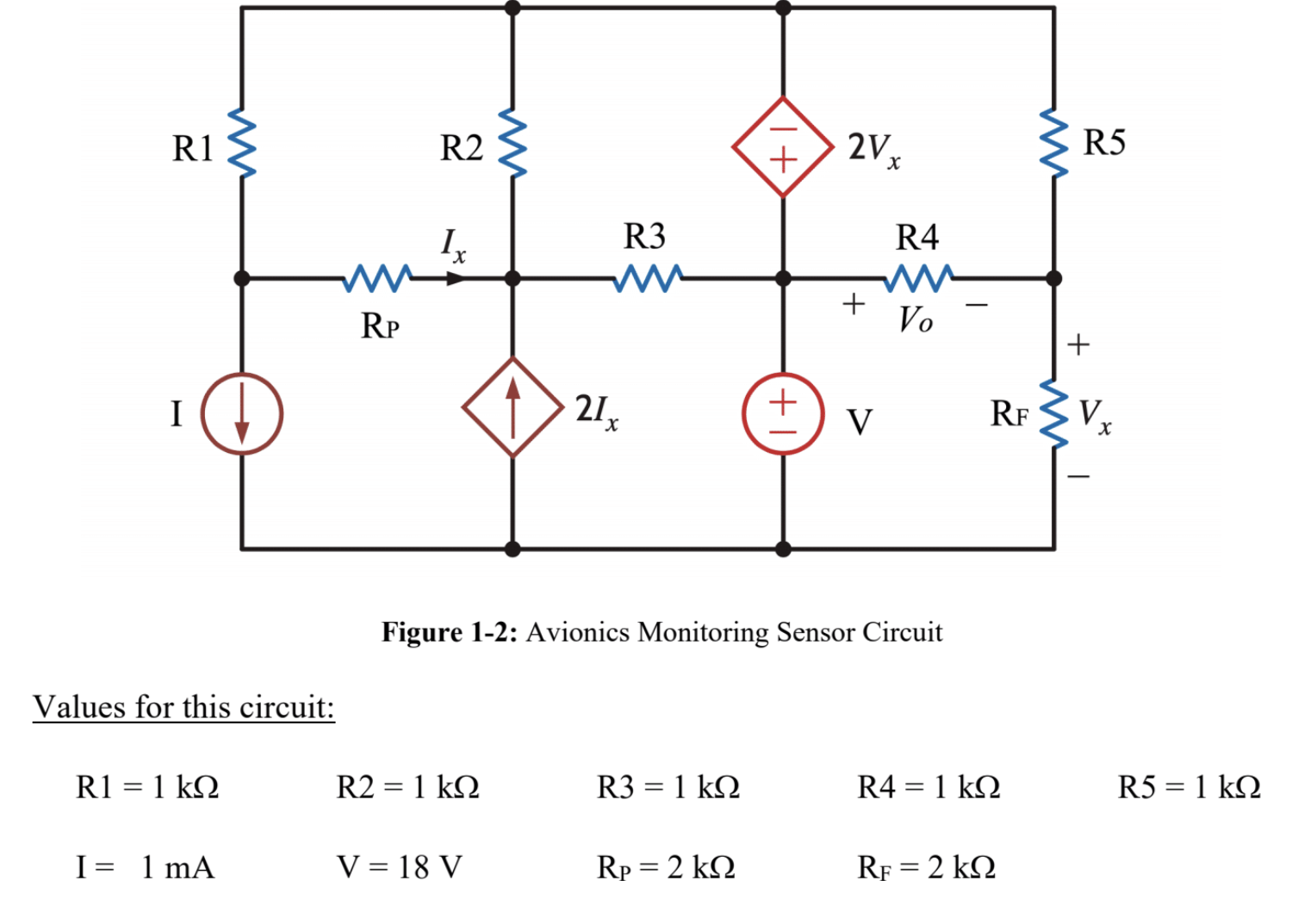 Solved Figure 1-2: Avionics Monitoring Sensor CircuitValues | Chegg.com
