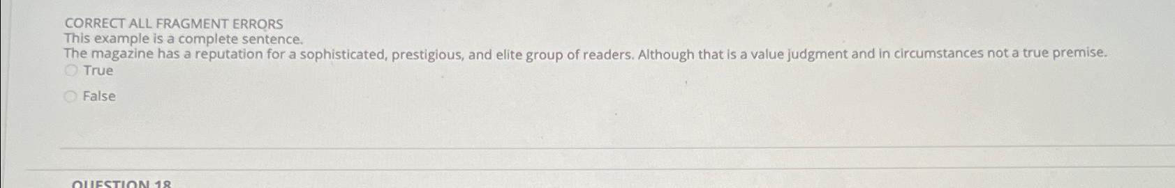 Solved CORRECT ALL FRAGMENT ERRORSThis example is a complete | Chegg.com