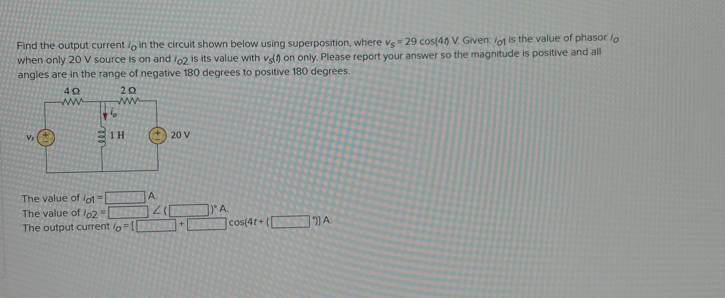 Solved Find the output current iO ﻿in the circuit shown | Chegg.com