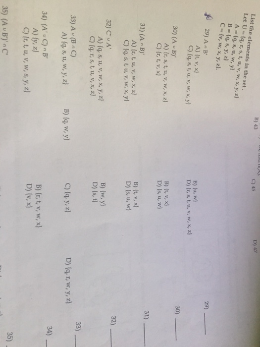 Solved B 43 C 45 D 47 List The Elements In The Set Le Chegg Com