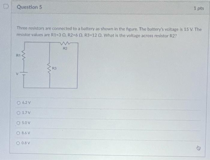 Solved Three Resistors Are Connected To A Battery As Shown | Chegg.com