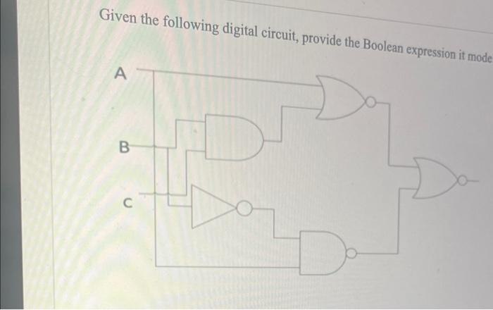 Solved Given The Following Digital Circuit, Provide The | Chegg.com