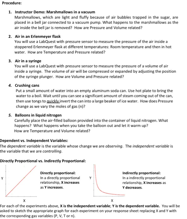 Solved Procedure 1. Instructor Demo Marshmallows in a