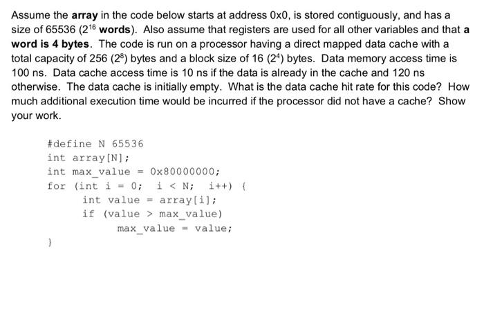 Solved Assume the array in the code below starts at address | Chegg.com