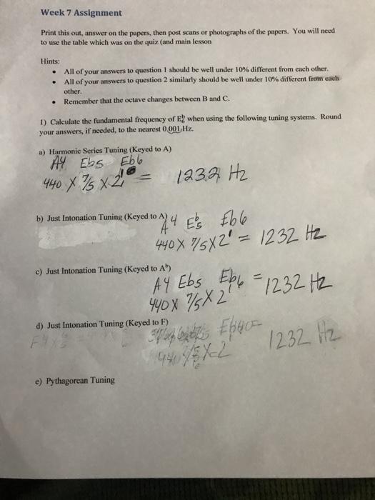 Week 7 Assignment Print this out, answer on the | Chegg.com