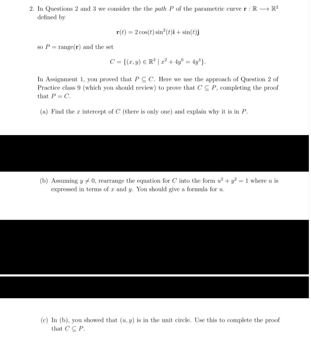 Solved 2. In Questions 2 and 3 we consider the the path P of | Chegg.com