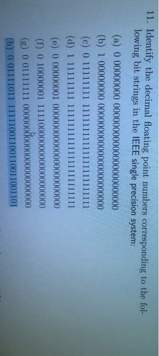 Solved 11. Identify the decimal floating point numbers | Chegg.com