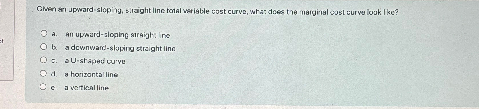 Solved Given an upward-sloping, straight line total variable | Chegg.com