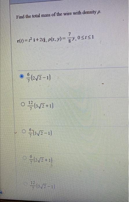 Solved Find The Total Mass Of The Wire With Density Chegg Com