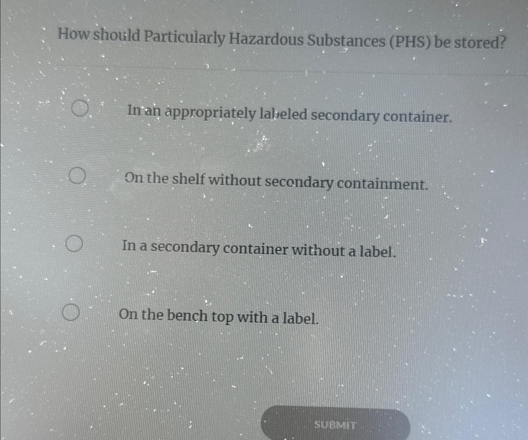 Solved How should Particularly Hazardous Substances (PHS)
