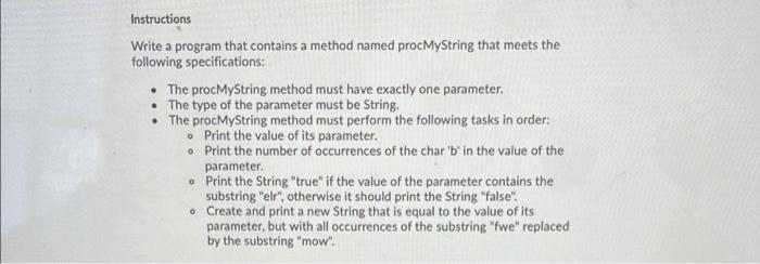 Solved Instructions Write a program that contains a method | Chegg.com