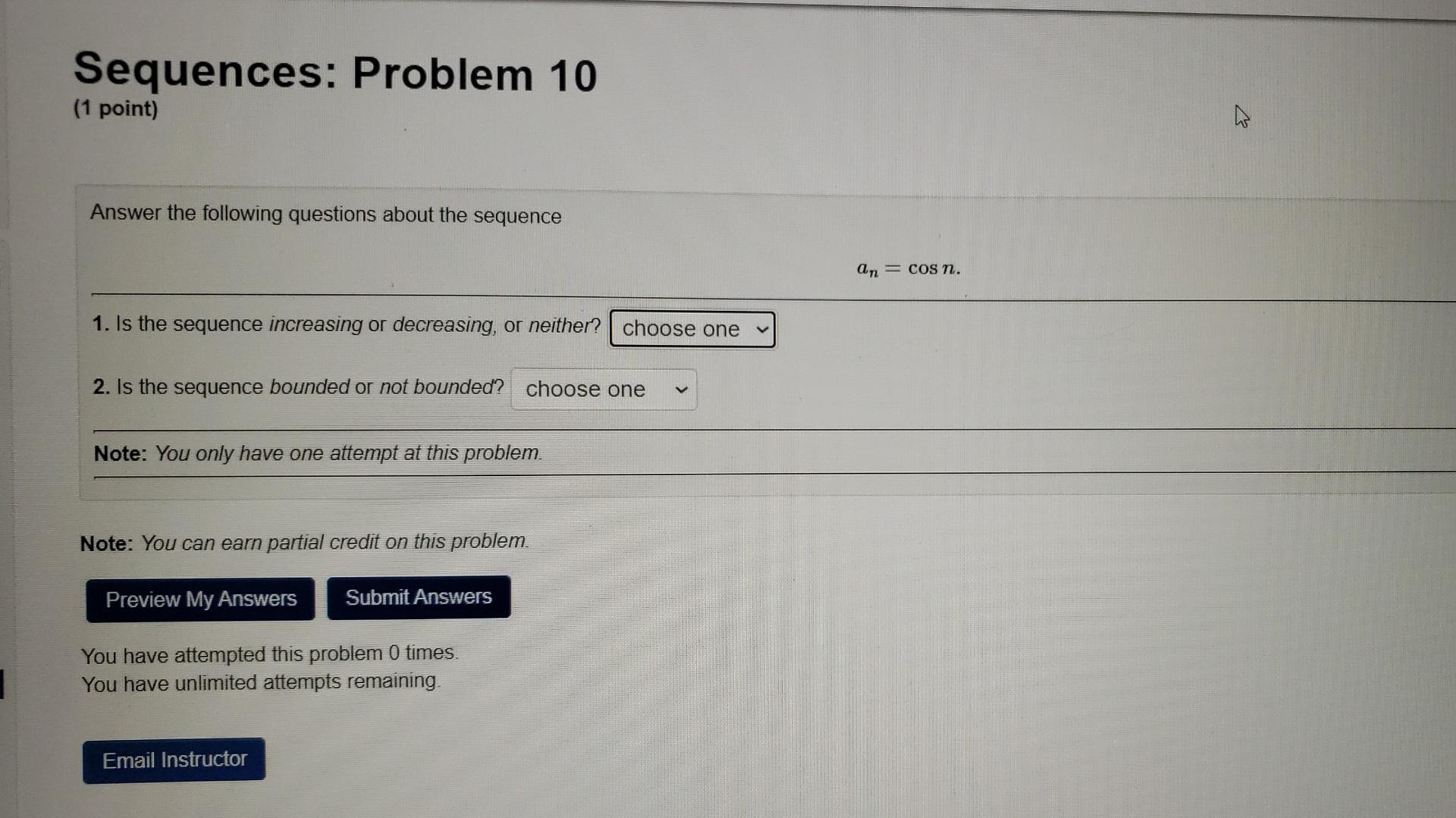 Solved Sequences: Problem 10 (1 Point) Answer The Following | Chegg.com